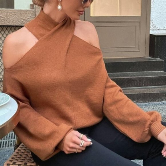 Chic and Classy Cold Shoulder Sweater - Picture 3 of 5